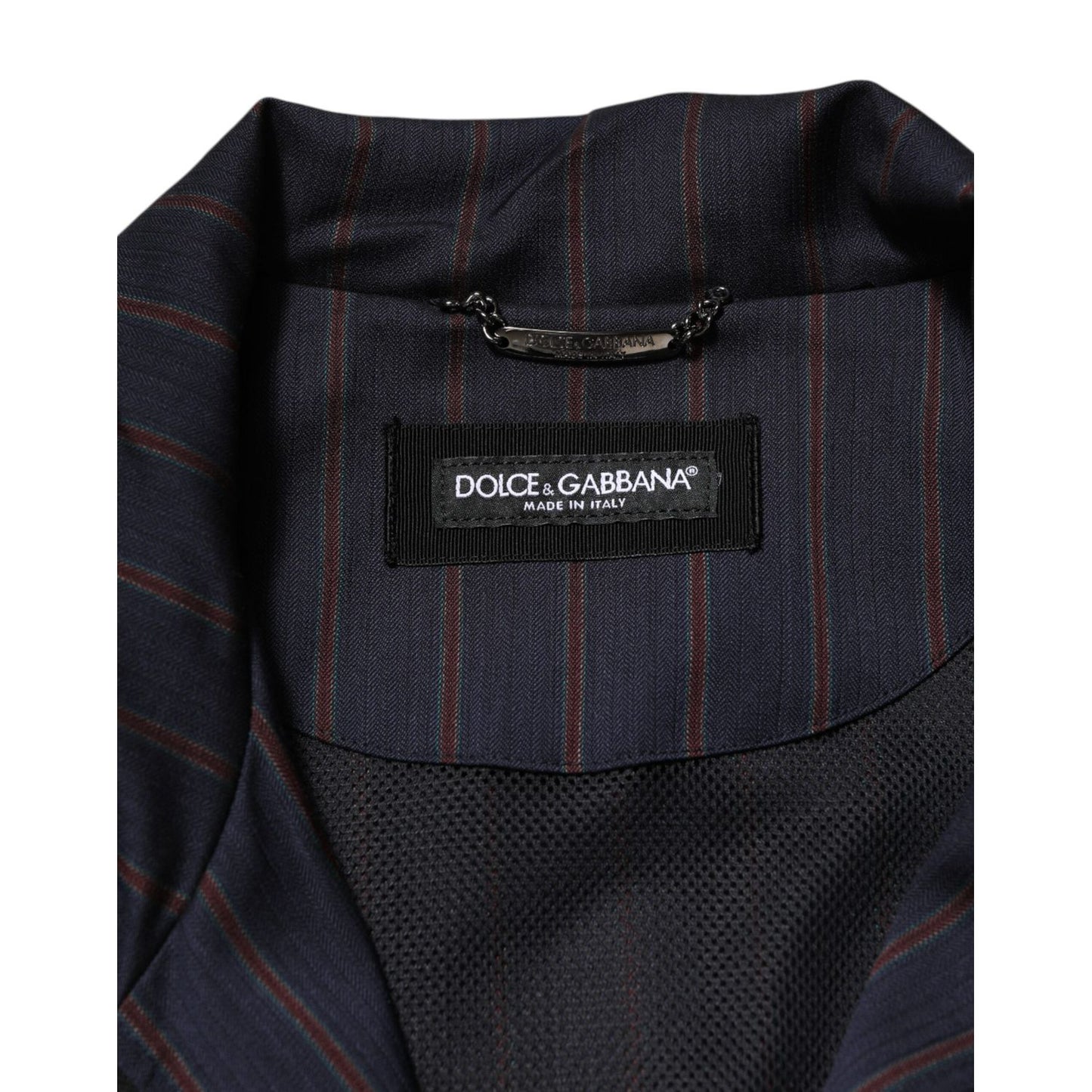 Dolce & Gabbana Blue Red Striped Logo Plaque Full Zip Jacket