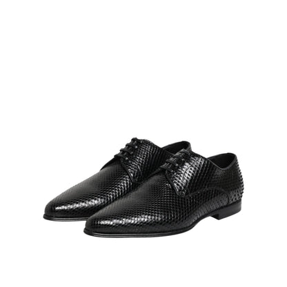 Dolce & Gabbana Black Exotic Leather Lace Up Derby Shoes