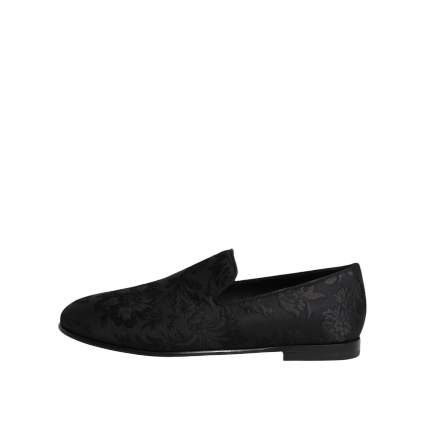 Dolce & Gabbana Black Floral Brocade Loafers Men Dress Shoes