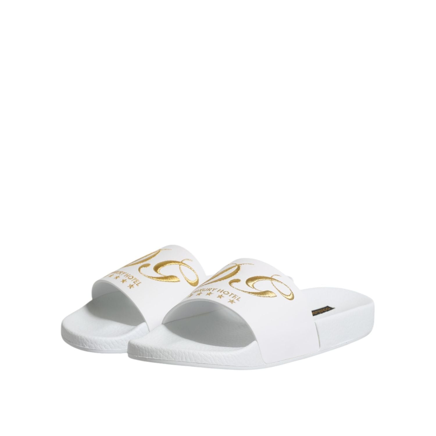 Dolce & Gabbana White Leather Slides Sandals Beachwear Shoes