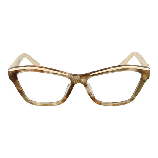 Marciano by Guess Beige Women Glasses Frame in acetate with full-rim cat eye style, featuring spring hinges and demo lenses. Size 55-14-145.