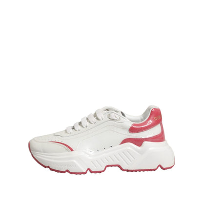 Dolce & Gabbana White Pink Daymaster Low Top Sneakers Shoes