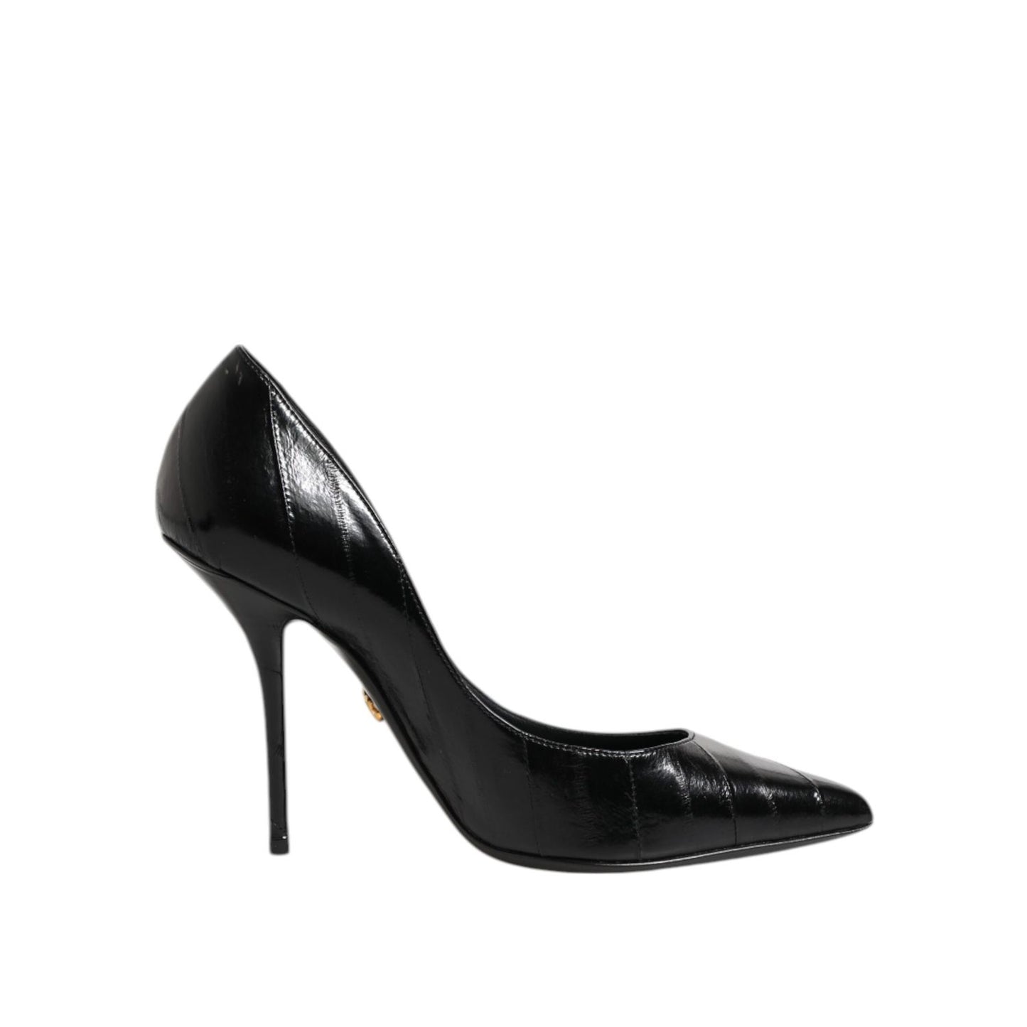 Dolce & Gabbana Black Leather Stiletto High Heels Pumps Shoes