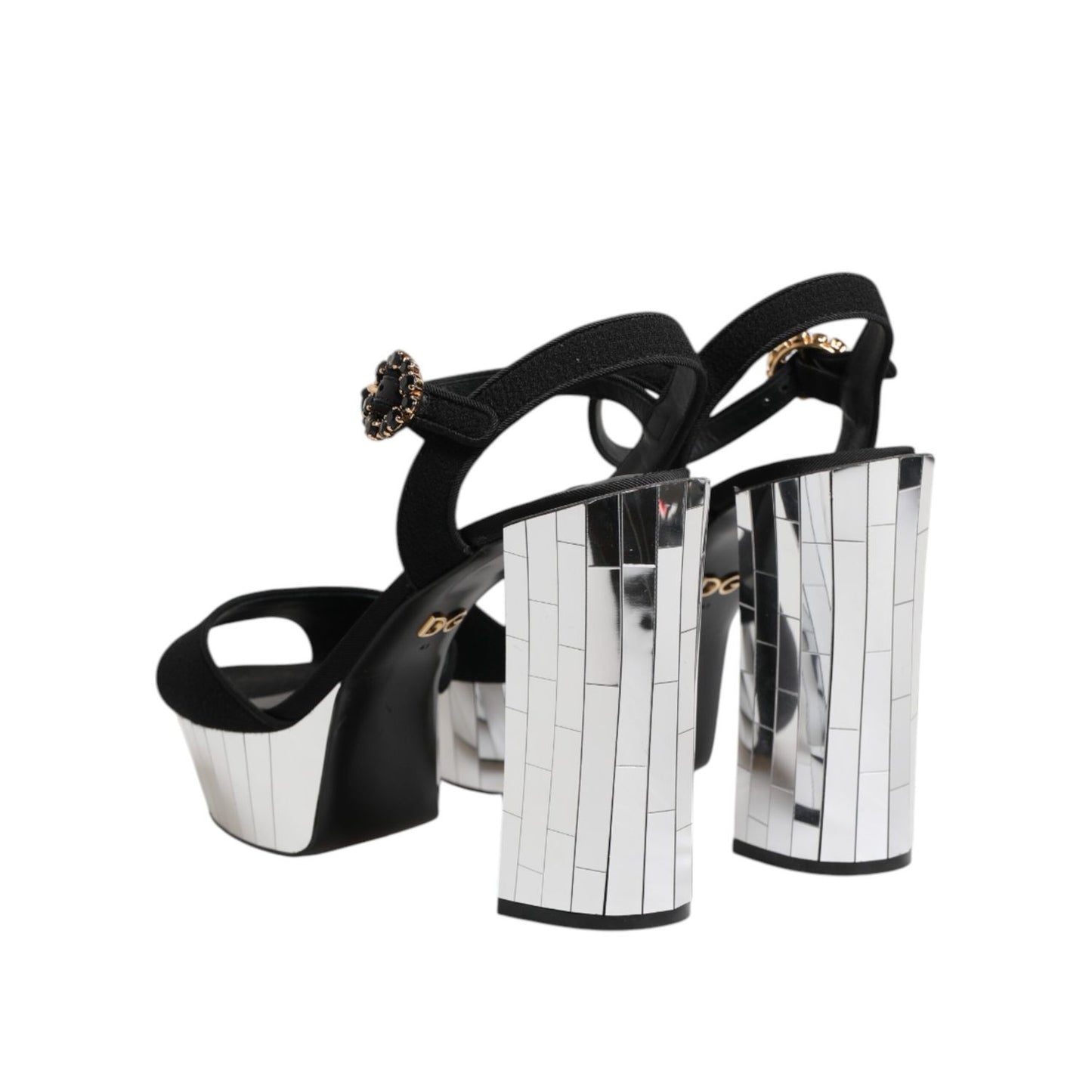 Dolce & Gabbana Black Crystal Ankle Strap Keira Sandal Shoes