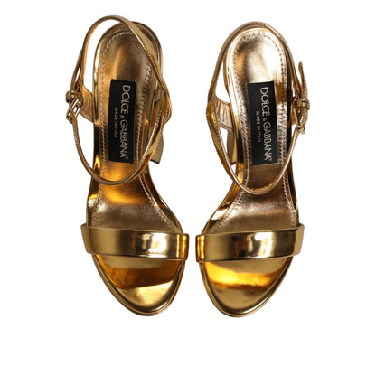 Dolce & Gabbana Gold Leather Platform Keira Sandals Shoes