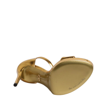 Dolce & Gabbana Gold Leather Platform Keira Sandals Shoes