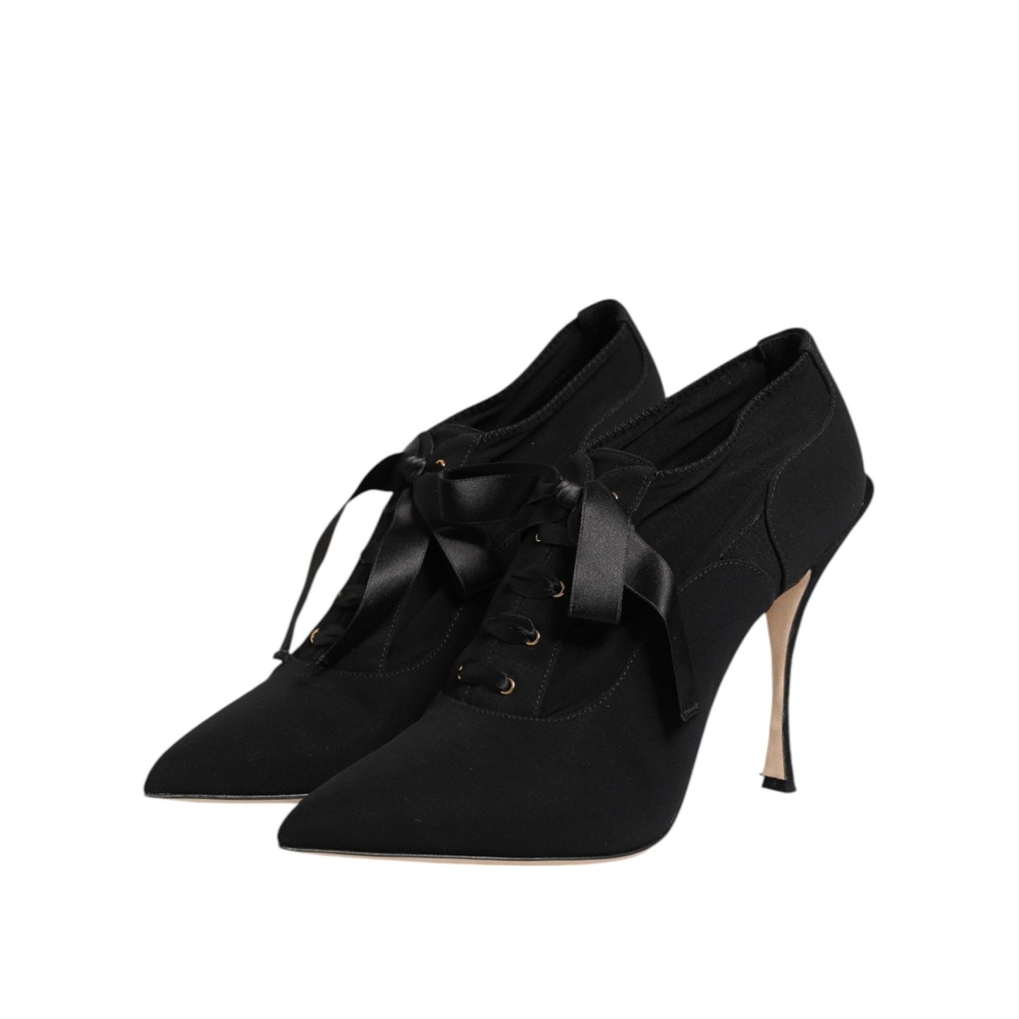 Dolce & Gabbana Black Lace Up Stiletto Heels Pumps Shoes