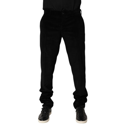 Dolce & Gabbana Black Cotton Men Dress Formal Trouser Pants