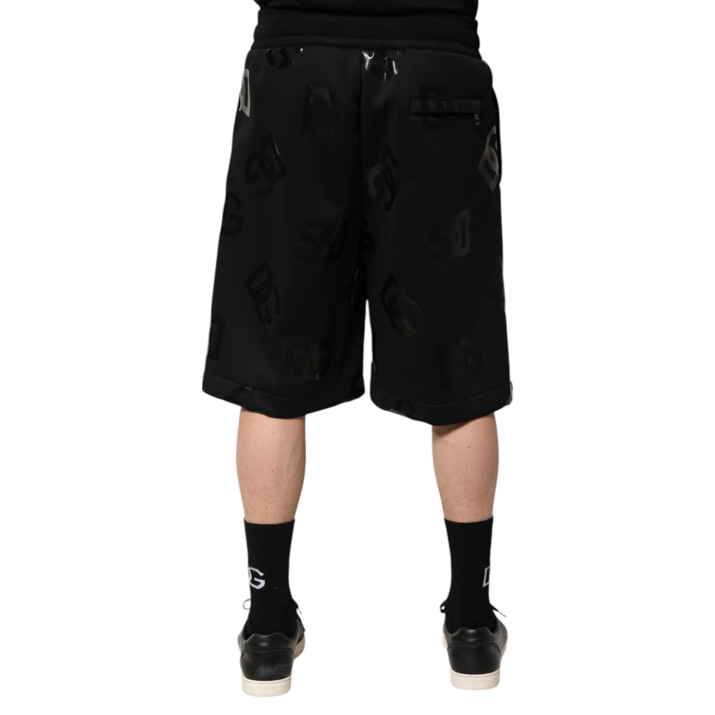 Dolce & Gabbana Black Logo Cotton Bermuda Sweatshorts Shorts