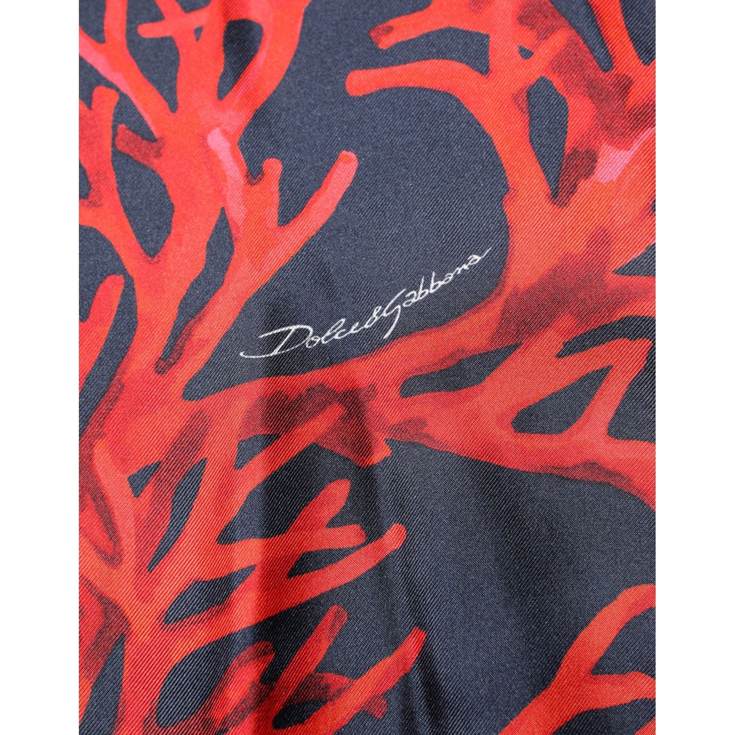 Dolce & Gabbana Navy Red Silk Coral Print Pullover Sweater