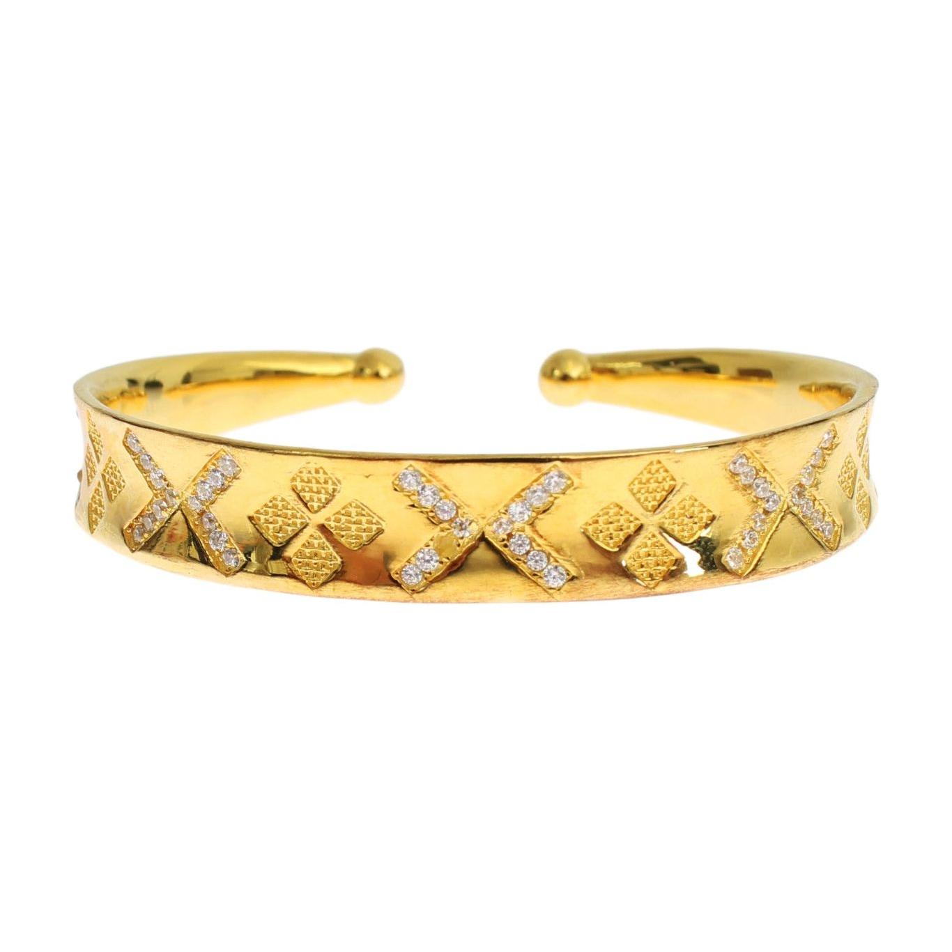 Nialaya CZ Gold Sterling 925 Silver Bangle Bracelet