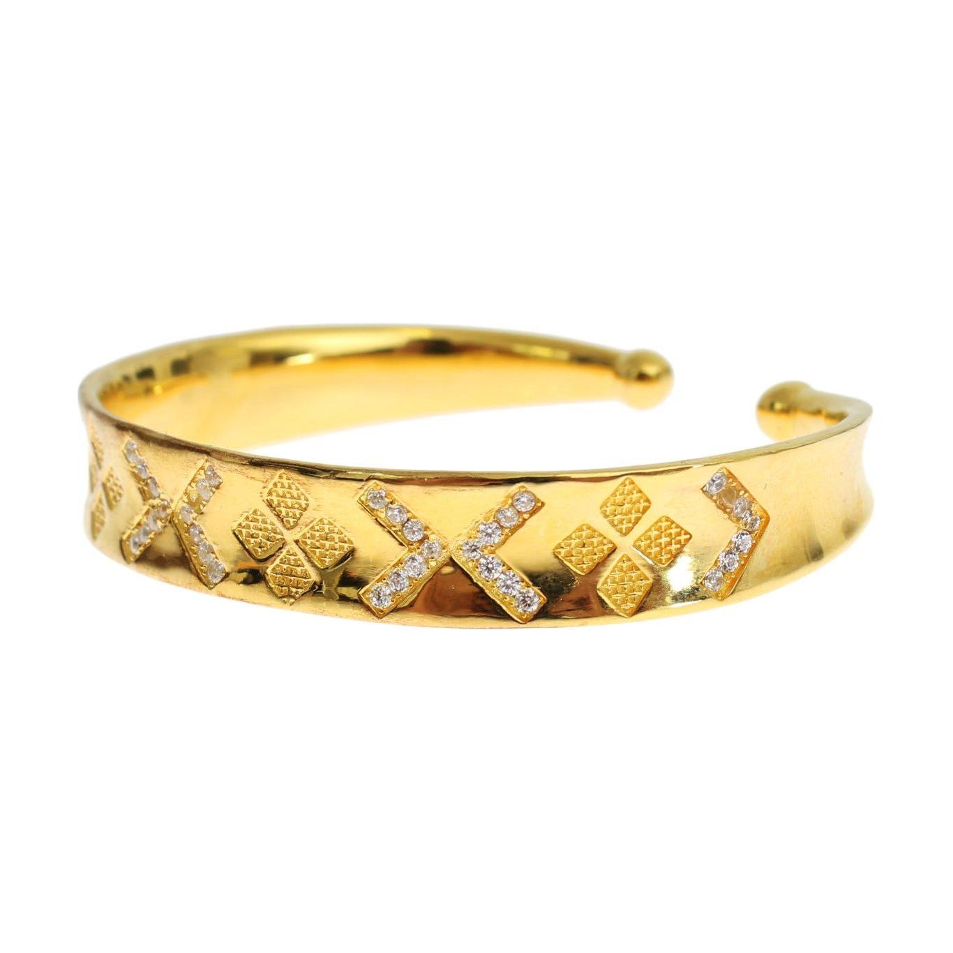 Nialaya CZ Gold Sterling 925 Silver Bangle Bracelet