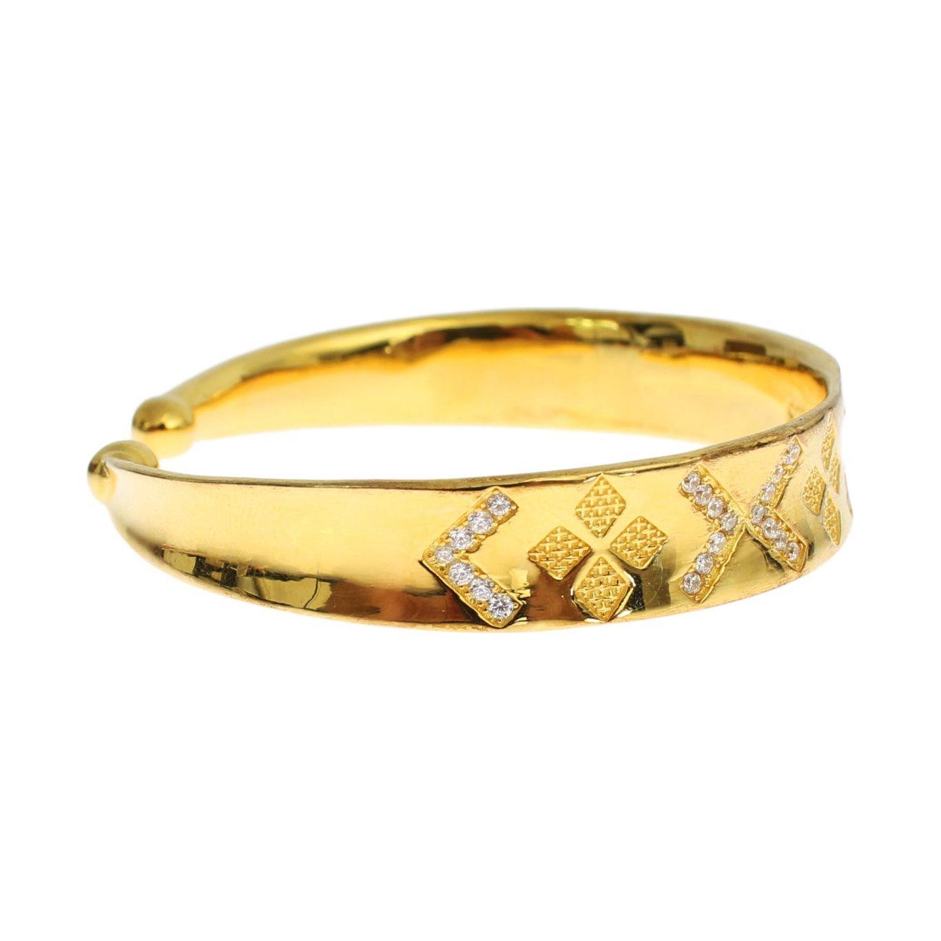 Nialaya CZ Gold Sterling 925 Silver Bangle Bracelet
