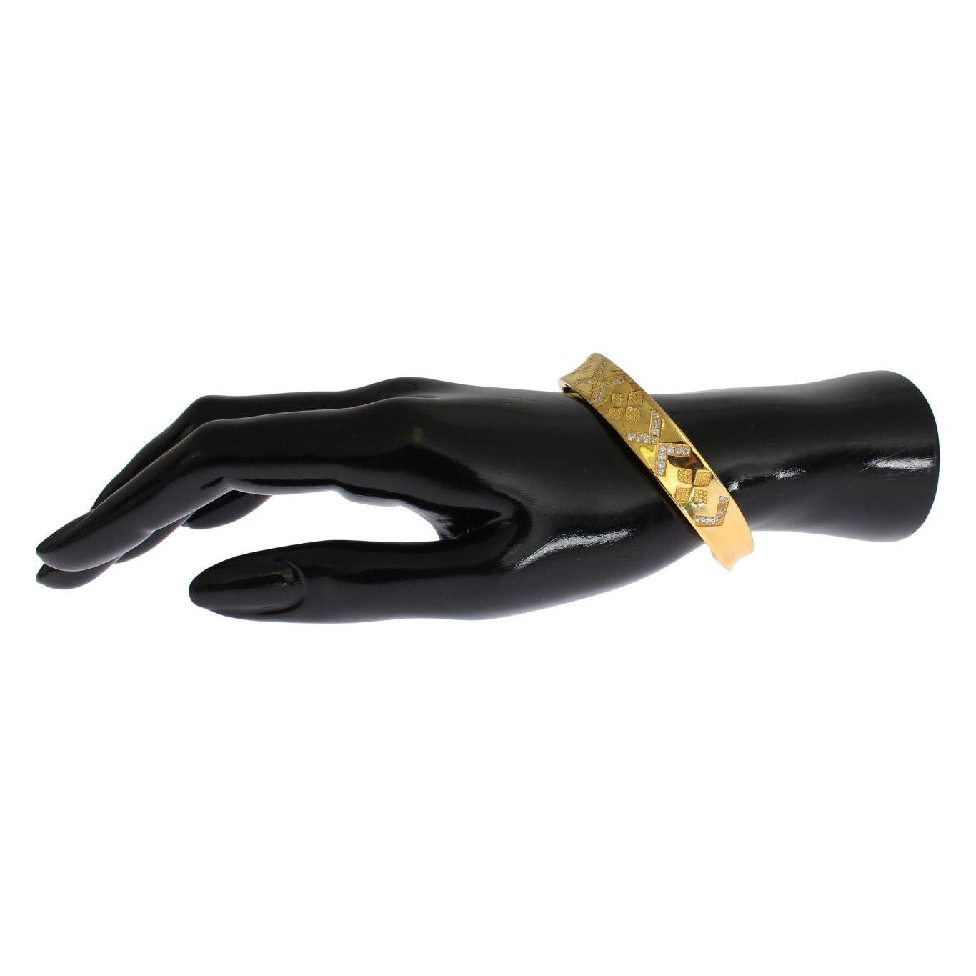 Nialaya CZ Gold Sterling 925 Silver Bangle Bracelet