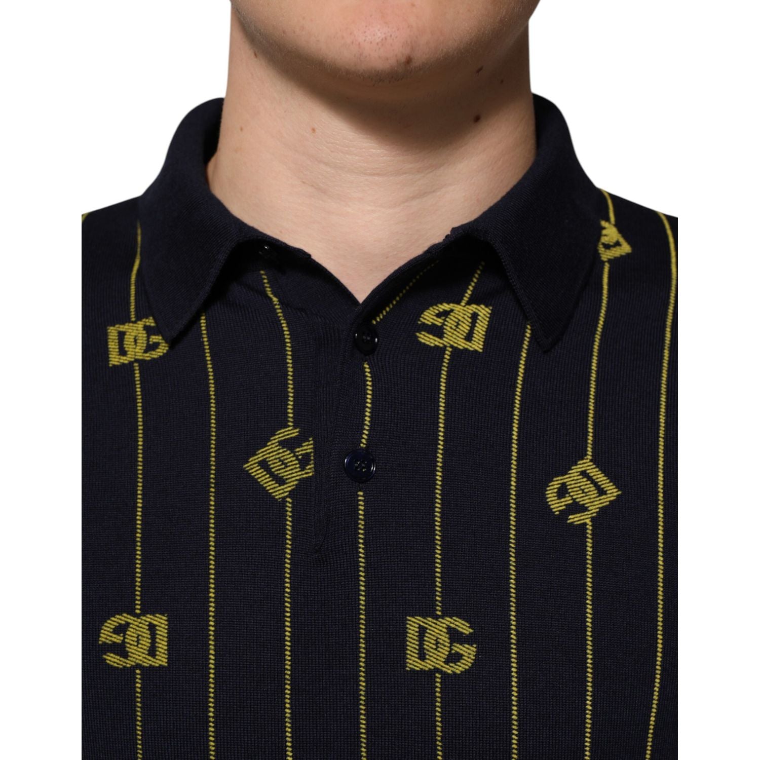 Dolce & Gabbana Black Logo Jacquard Knitted Polo Shirt T-shirt
