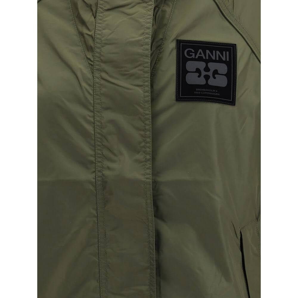 Ganni Green Nylon Shell Jacket