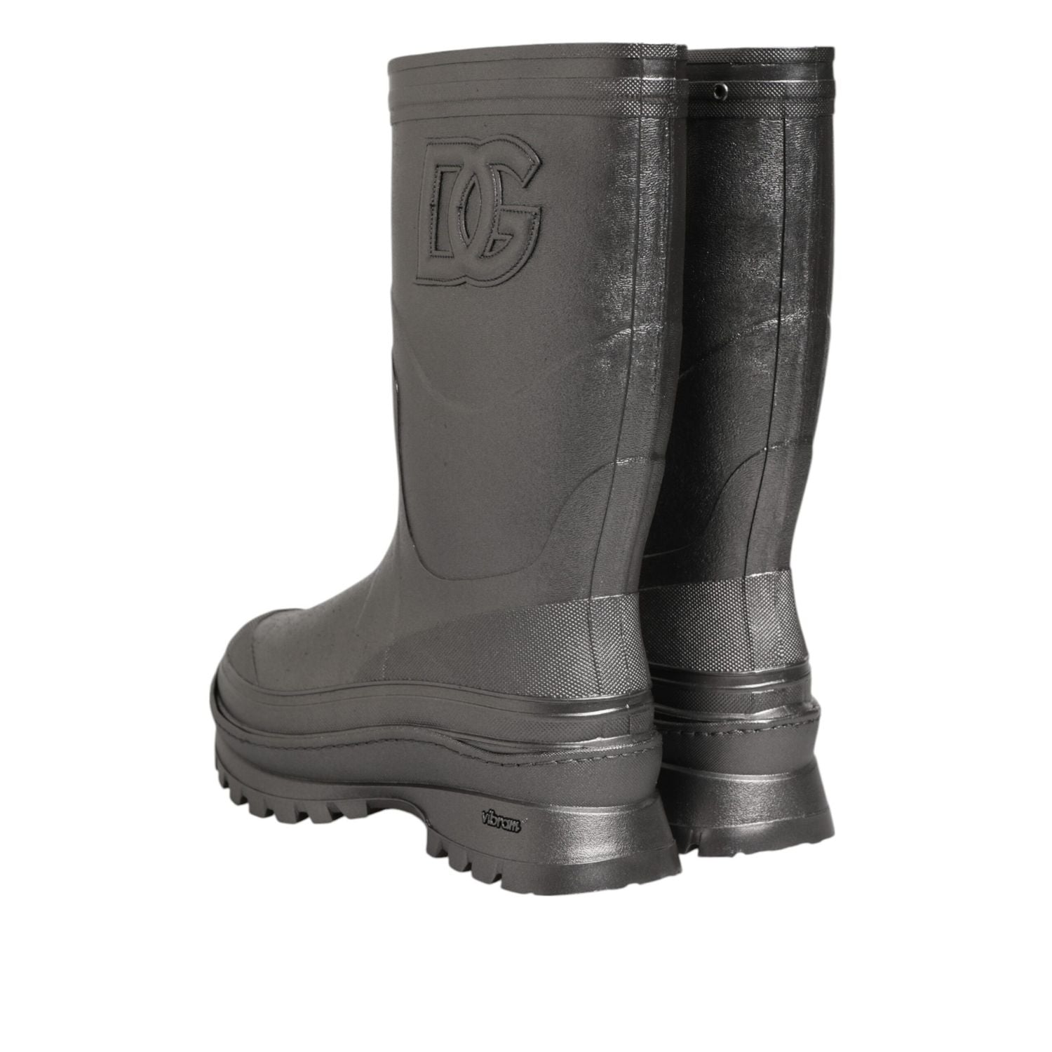 Dolce & Gabbana Black Argento Pull On Rain Boots Shoes