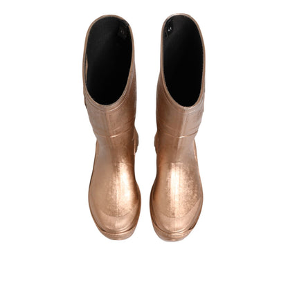 Dolce & Gabbana Rose Gold Rubber Pull On Rain Boots  Shoes