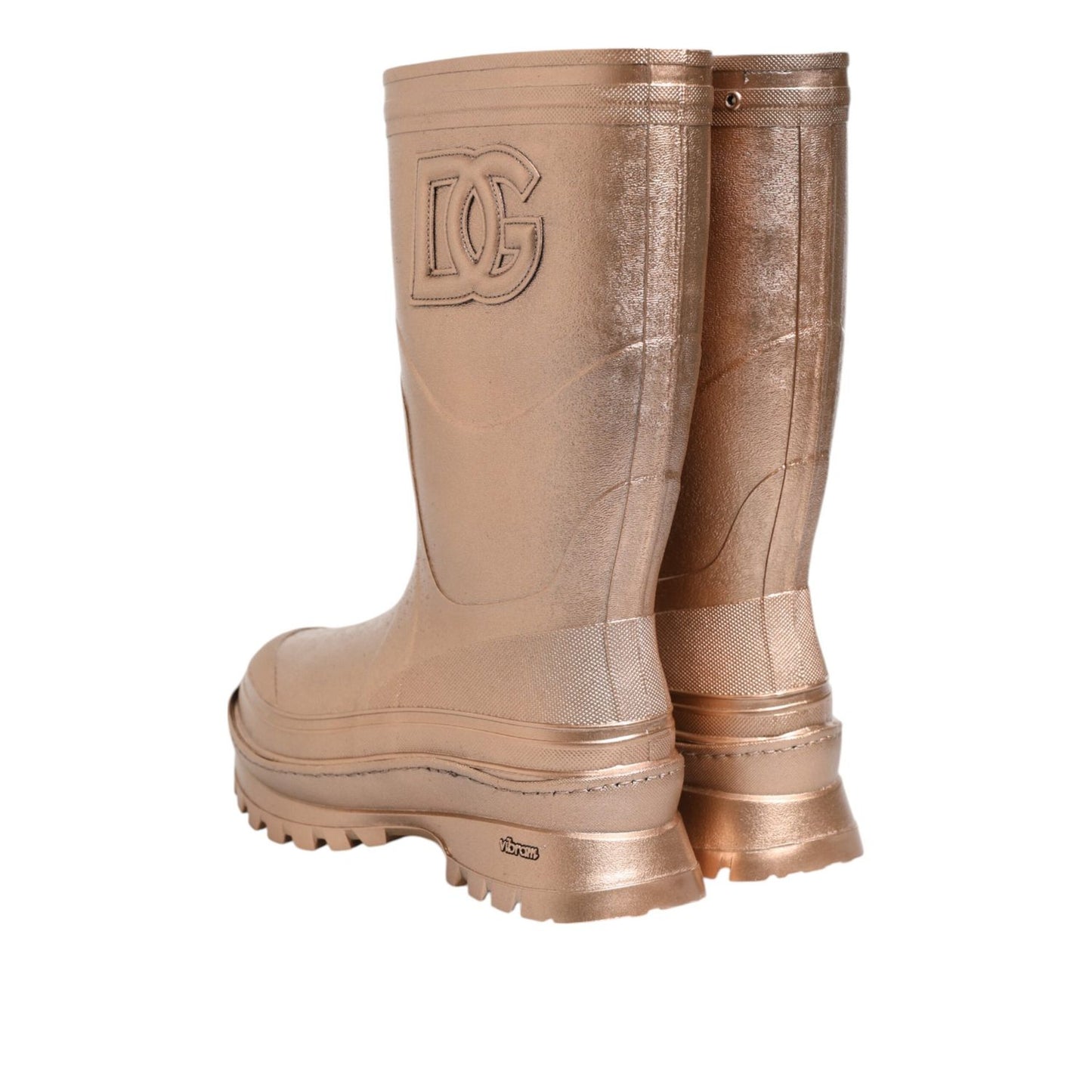 Dolce & Gabbana Rose Gold Rubber Pull On Rain Boots  Shoes