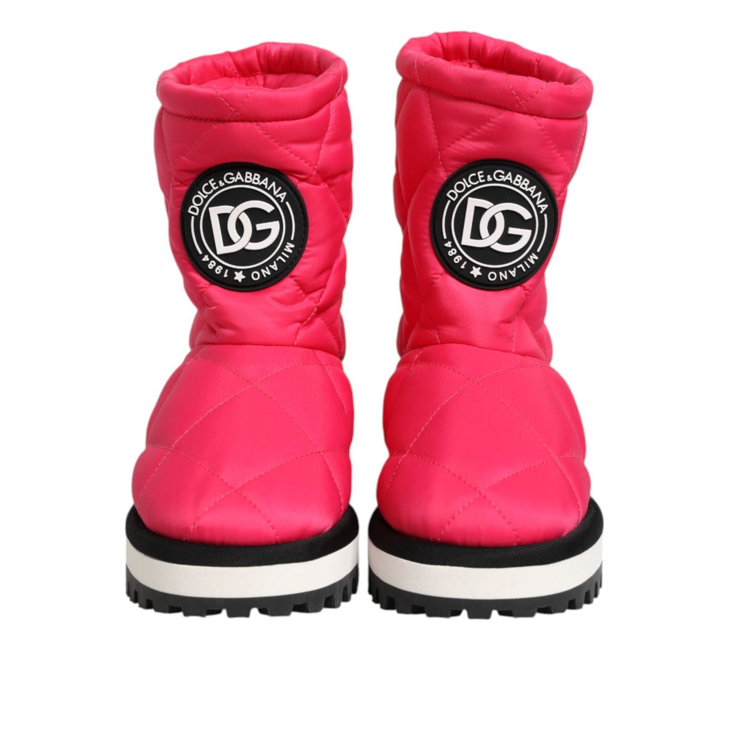 Dolce & Gabbana Pink White Viscose Padded Mid Calf Boots Shoes