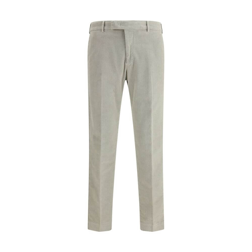 PT Torino Gray Cotton Casual Pants with modern slim fit and welt pockets, perfect for a stylish and versatile look - AW25 collection.