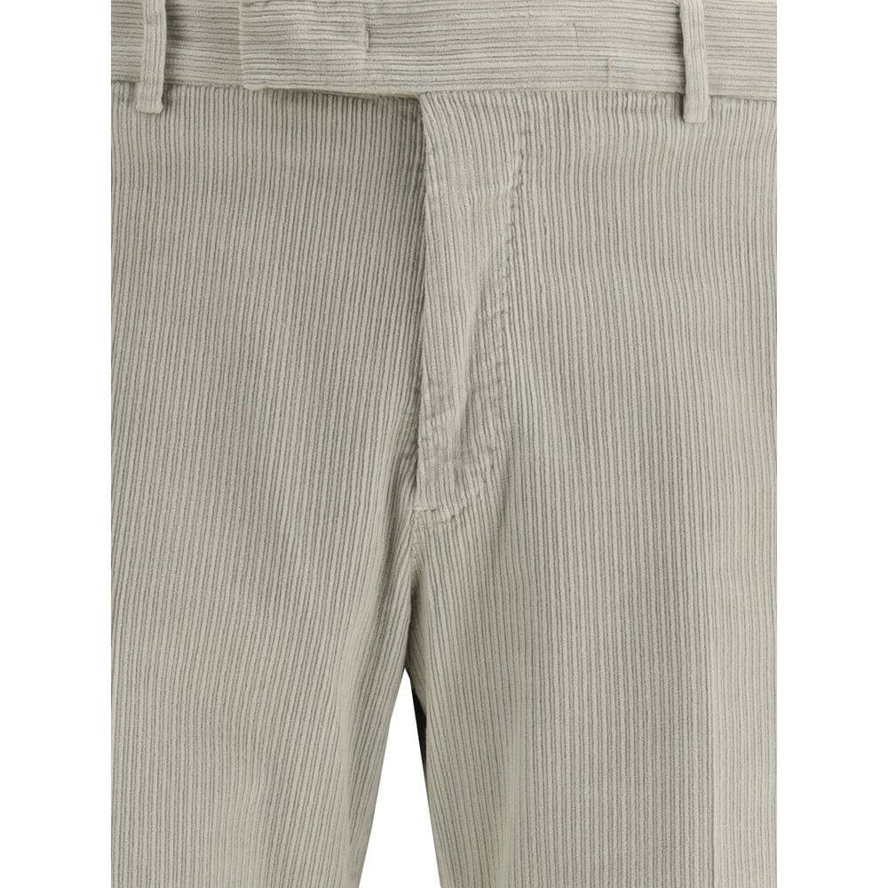 Close-up of PT Torino Gray Cotton Casual Pants showing front detail and belt loops.