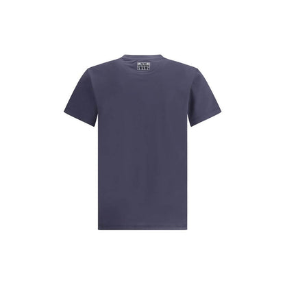 Fendi Blue Cotton T-Shirt with ribbed crew neck and iconic printed logo, made from soft cotton for a casual yet strong character.