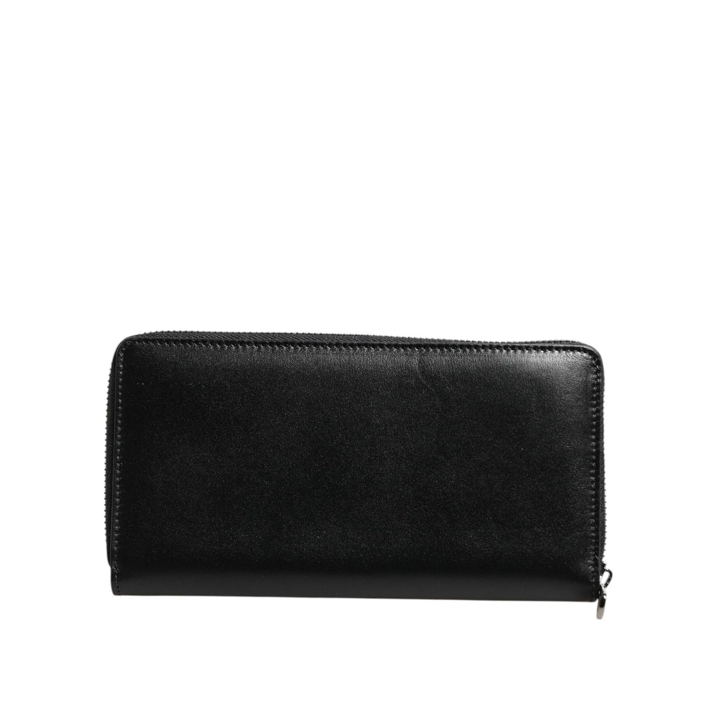 Dolce & Gabbana Black Leather DG Plaque Zip Around Continental Wallet