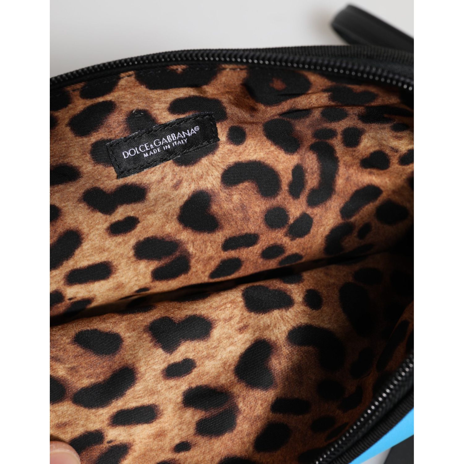 Dolce & Gabbana Blue Nylon DG Logo Print Clutch Zip Pouch Bag