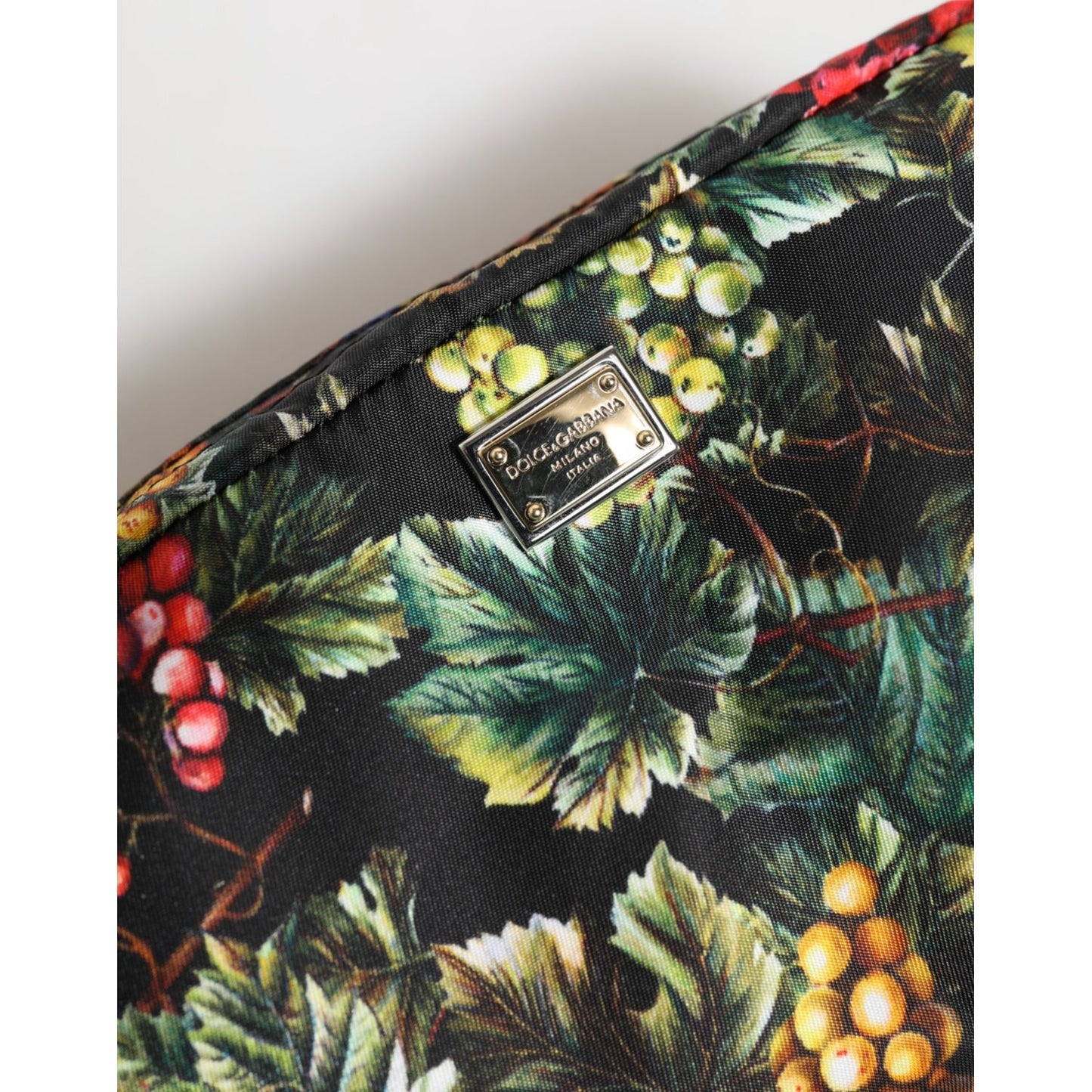 Dolce & Gabbana Multicolor Grape Print Clutch Logo Plaque Pouch Bag