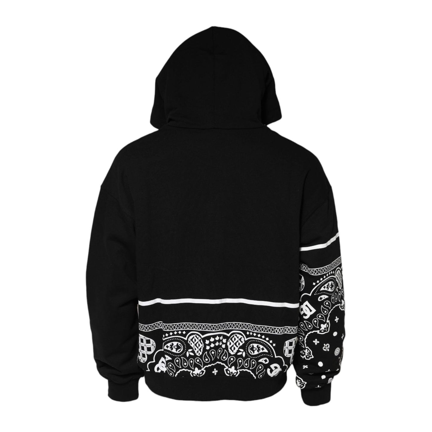 Dolce & Gabbana Black Bandana Hooded Men Sweatshirt Sweater