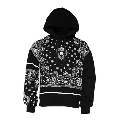 Dolce & Gabbana Black Bandana Hooded Men Sweatshirt Sweater