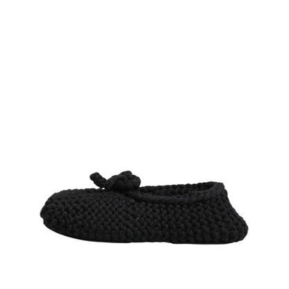 Dolce & Gabbana Black Wool Knit Slip On Ballerina Flats Shoes