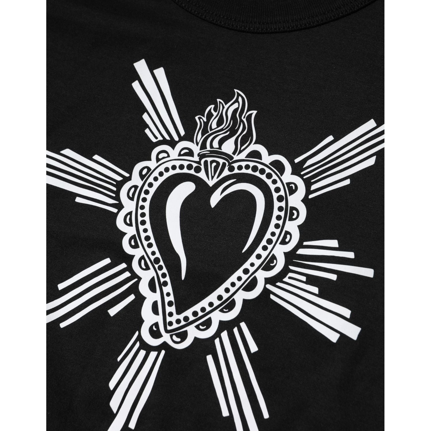 Dolce & Gabbana Black Sacred Heart Cotton Crew Neck T-shirt
