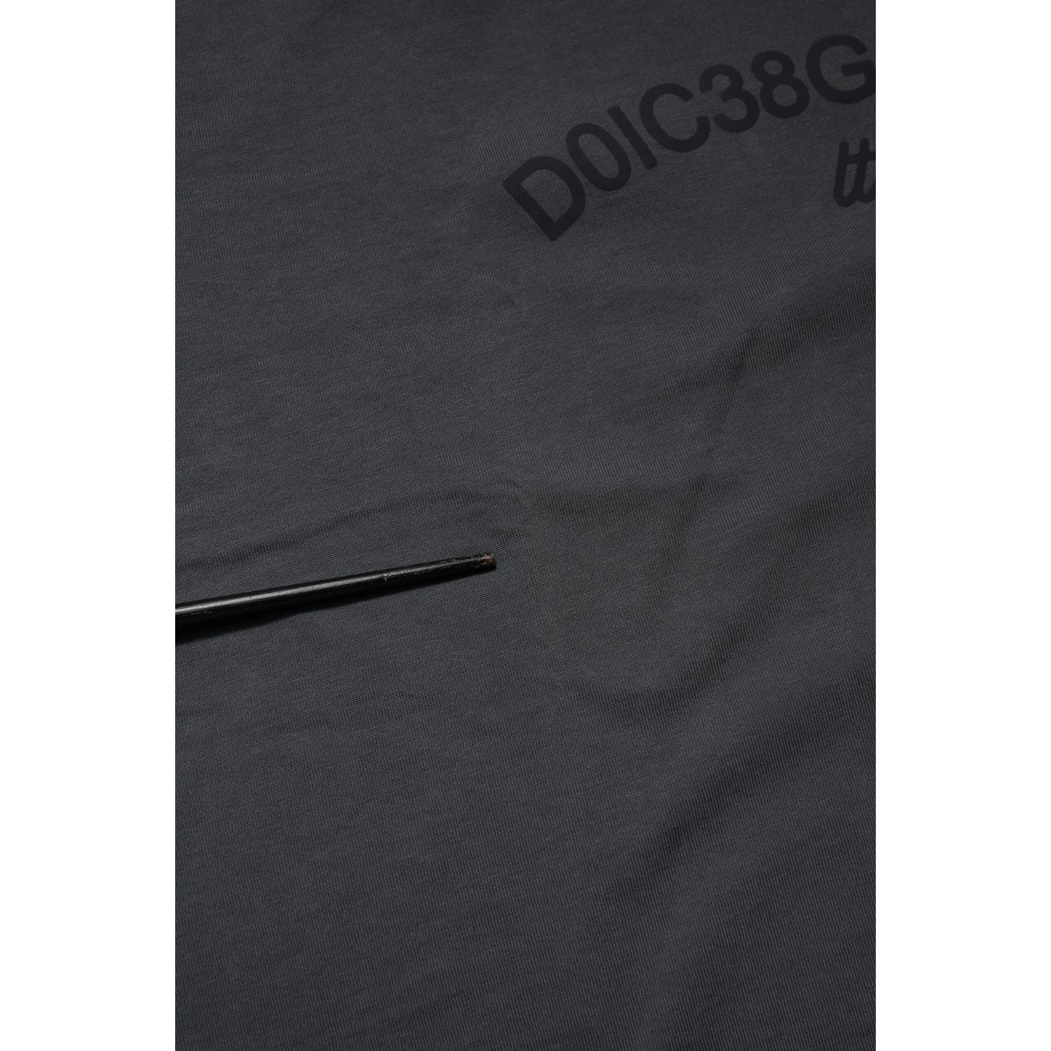 Dolce & Gabbana Gray Logo Graphic Cotton Crew Neck T-shirt