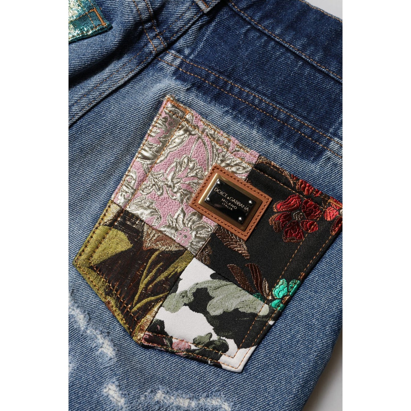 Dolce & Gabbana Blue AMBER Tattered High Waist Denim Jeans