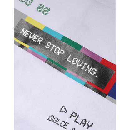 Dolce & Gabbana White Cotton Printed Short Sleeves T-shirt