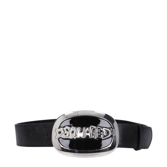 Dsquared² Black Leather Belts DS-8547418603785-85 CM / 34 INCHES