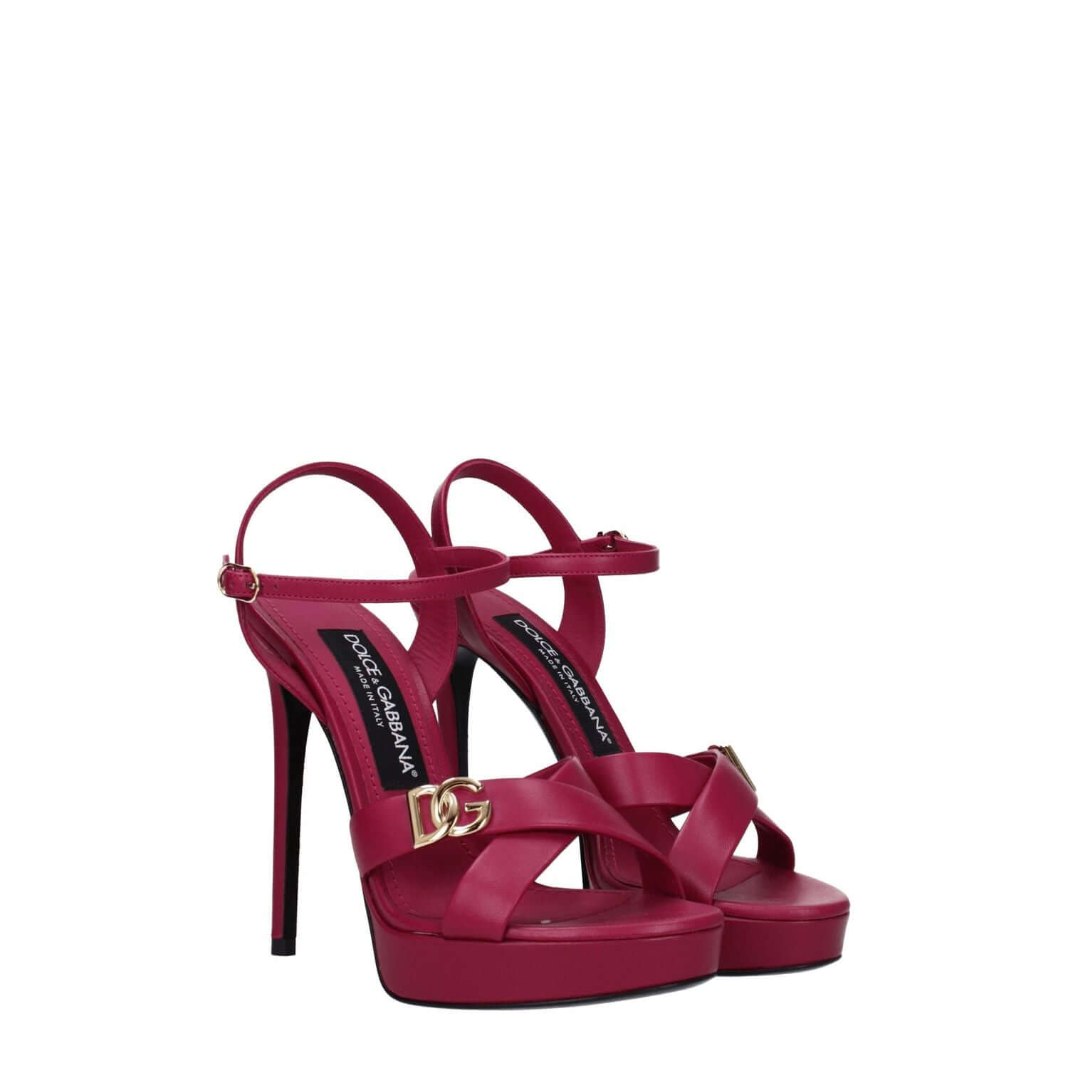 Dolce & Gabbana Pink Leather Platform Sandals