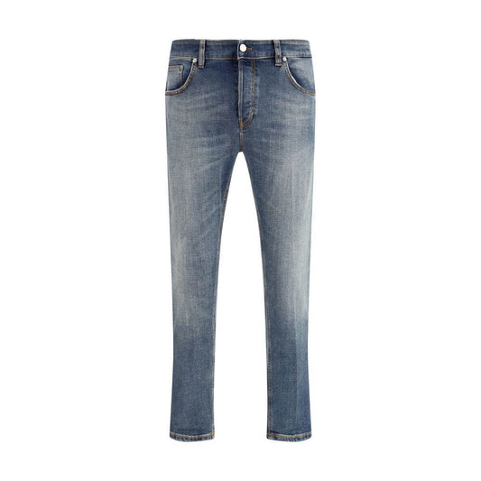 PT Torino Blue Cotton Slim Fit Jeans with five-pocket design and button closure.