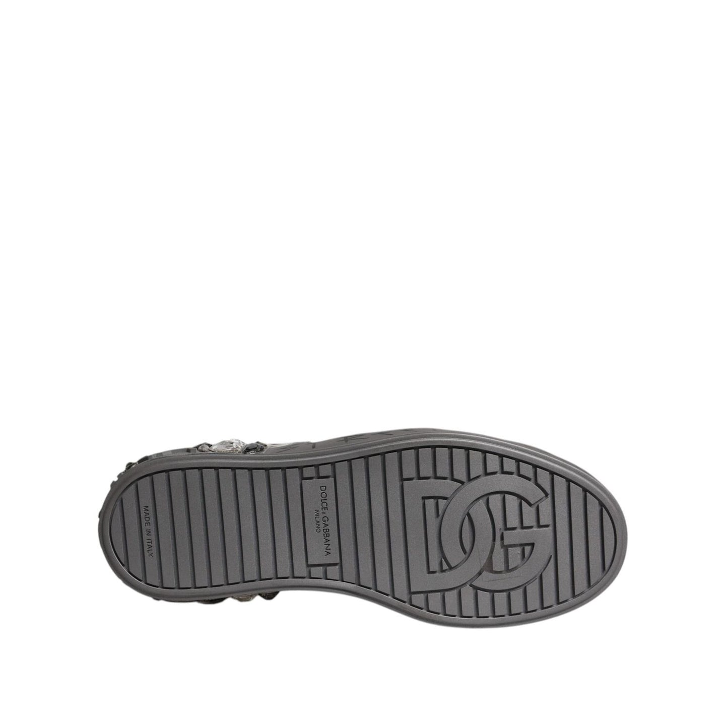 Dolce & Gabbana White Crystal Logo Portofino Sneakers Shoes