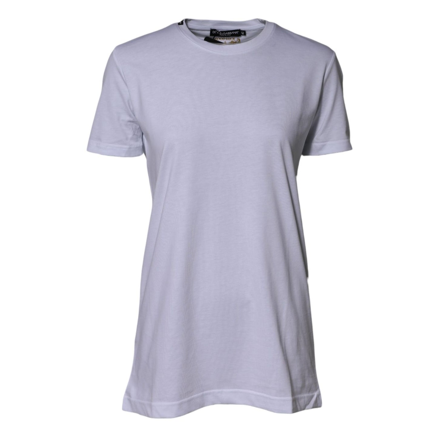 Dolce & Gabbana White Cotton Goodluck 2023 Crew Neck T-shirt