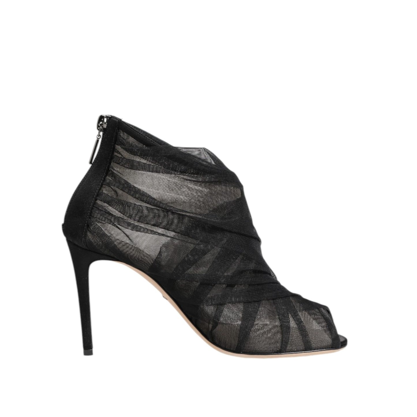 Dolce & Gabbana Black Mesh Stiletto Heels Ankle Boots Shoes
