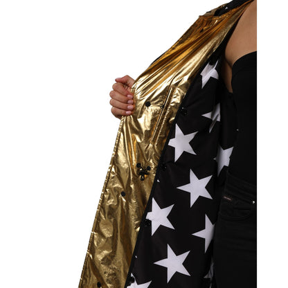 Dolce & Gabbana Gold Hooded Long Sleeves Trench Coat Jacket