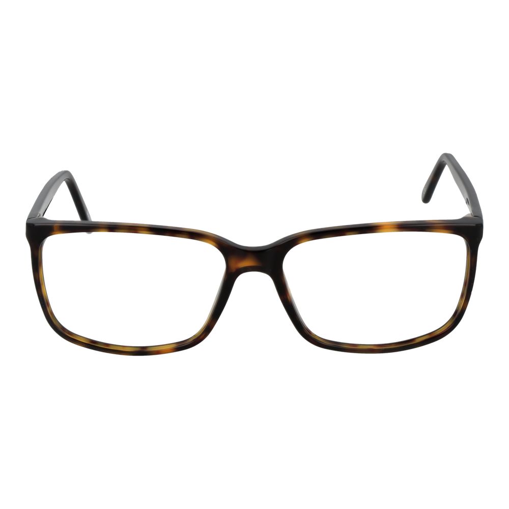 Andy Wolf Brown Unisex Glasses Frame, full-rim acetate with plastic demo lenses, rectangle style, includes branded case.