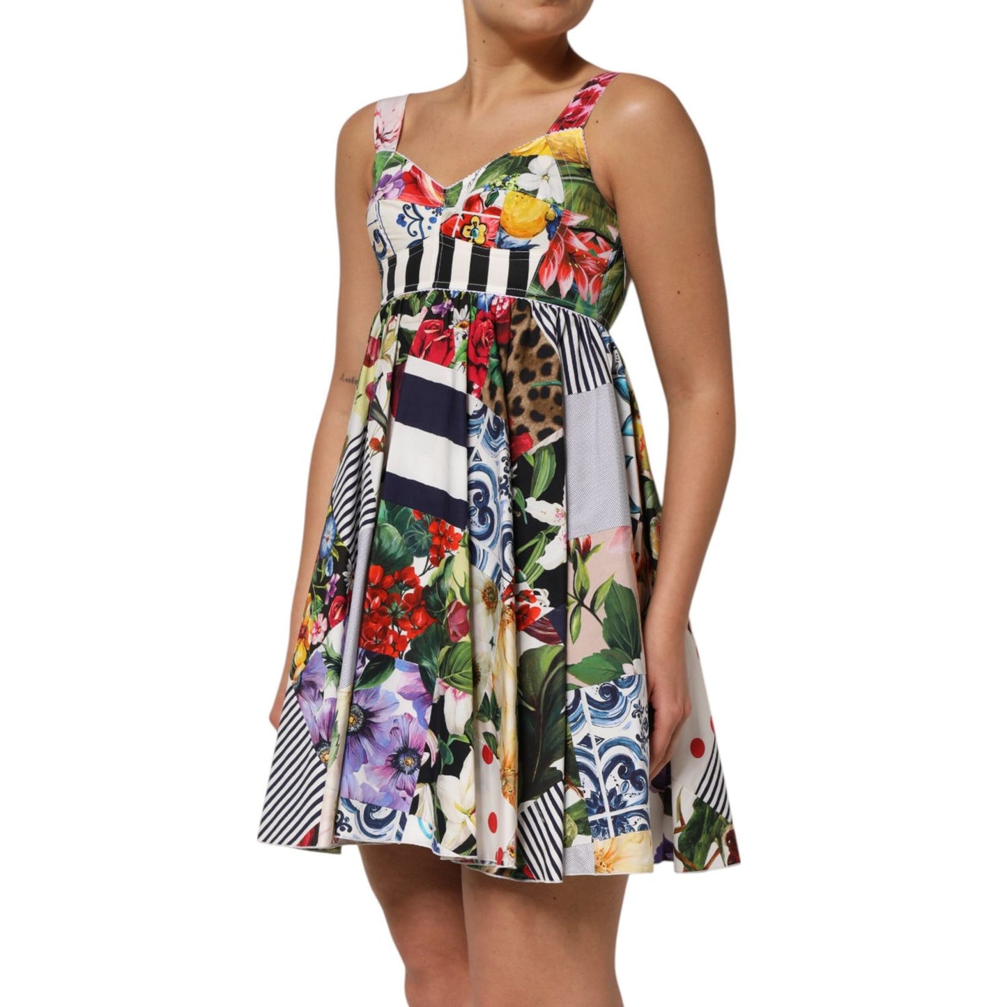 Dolce & Gabbana Multicolor Patchwork Cotton AlineMini Dress