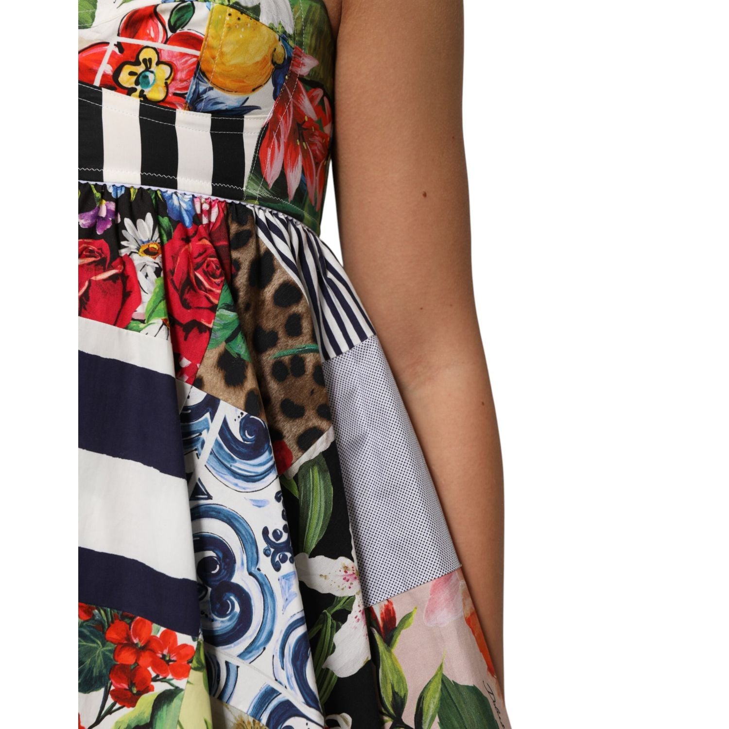 Dolce & Gabbana Multicolor Patchwork Cotton AlineMini Dress