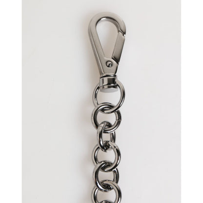 Dolce & Gabbana Black White DG Rubber Logo Silver Men Keychain Keyring