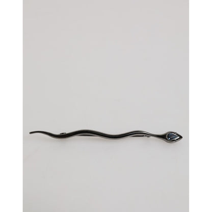 Dolce & Gabbana Black Brass Crystal Spilla Serpente Mens Brooch Pin