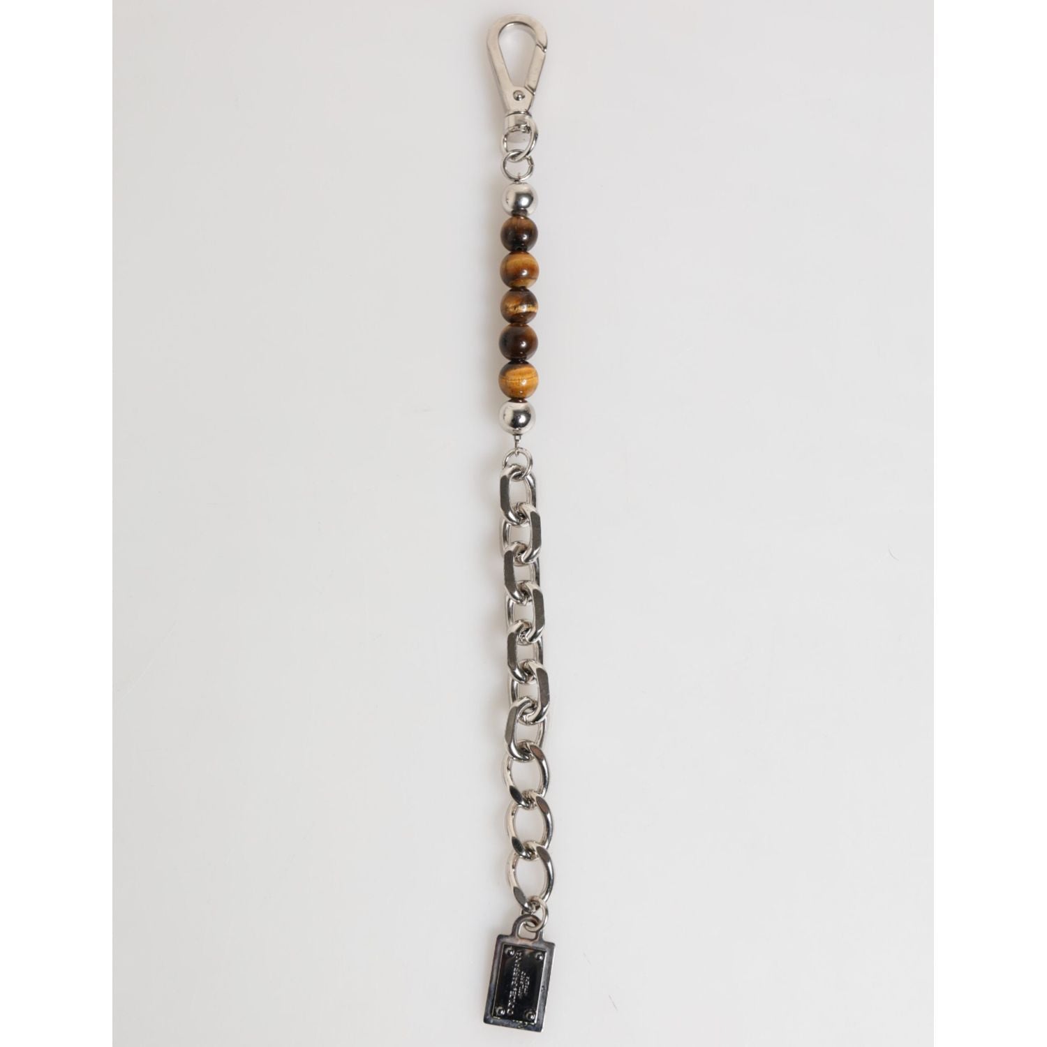 Dolce & Gabbana Silver Chain Brass Beaded Lobster Clasp Logo Men Bracelet